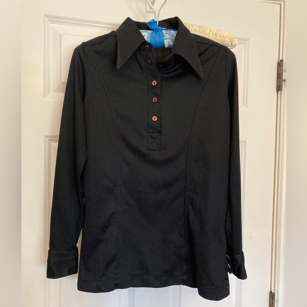 Vintage Black Button Single Knit Blouse